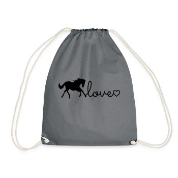 Chevaux cheval amour coeur ligne - Sac de sport léger - gris - Devant