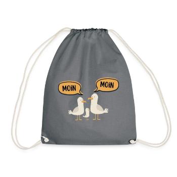 Hello greeting funny seagulls design - Drawstring Bag - grey - Front