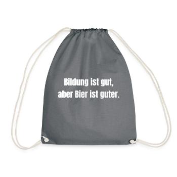 Bildung ist gut Bier ist guter white - Turnbeutel - Grau - Vorne