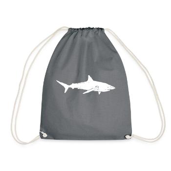 Shark Shirt, Hai, Haifisch Geschenkidee Hai Shirt - Turnbeutel - Grau - Vorne