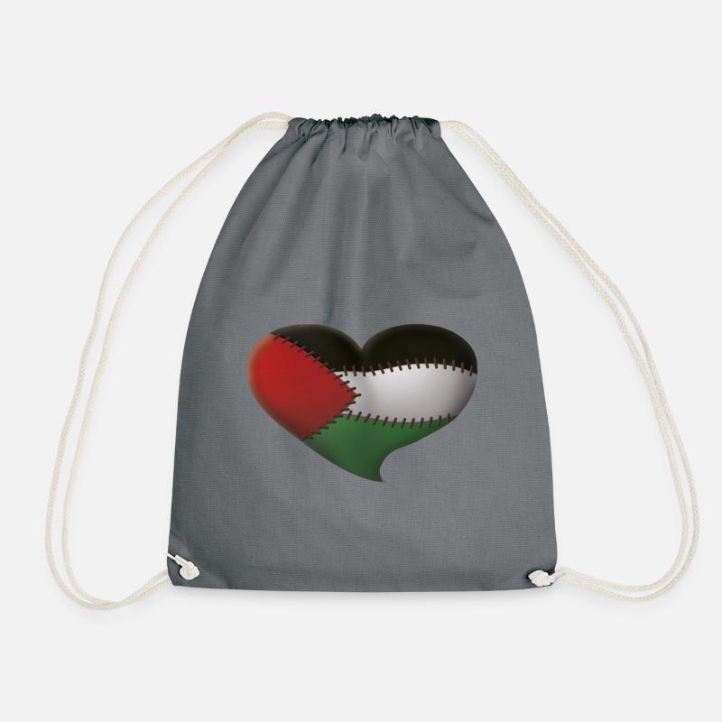 Palestine Heart - Drawstring Bag - grey