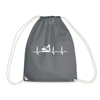 Courbe ECG - courbe cardiaque - pouls - excavatrice - Sac de sport léger - gris - Devant