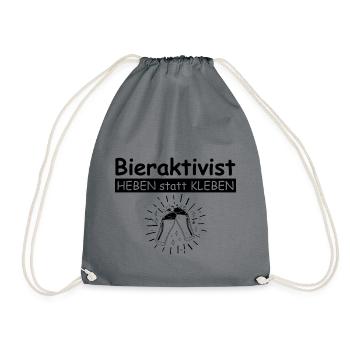 Bieraktivist, heben statt kleben | Bier, grillen - Turnbeutel - Grau - Vorne
