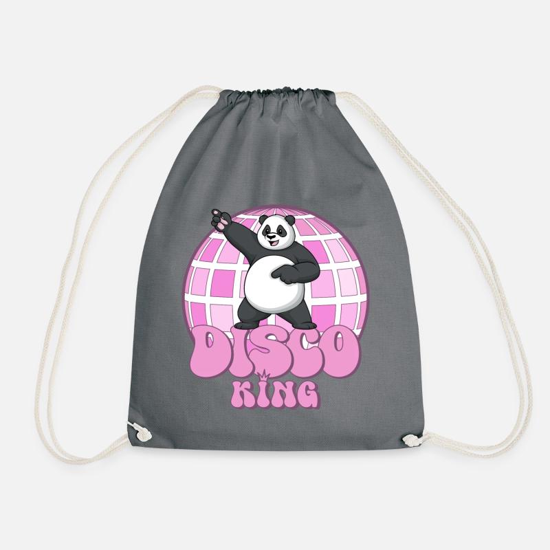 Disco King Panda 70er Jahre Discokugel Discoking - Turnbeutel - Grau