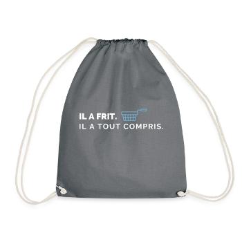 Il a frit - il a tout compris - gras c’est la vie - Sac de sport léger - gris - Devant