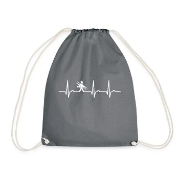EKG Kurve - Herzkurve - Schornsteinfeger - Glück - Turnbeutel - Grau - Vorne