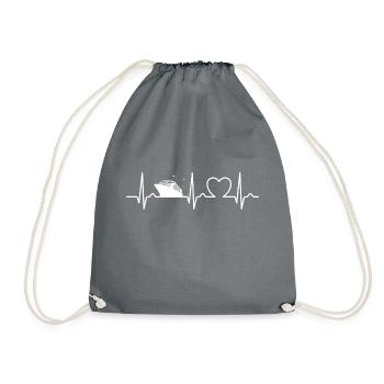 Heart Curve Cruise, Cruise Ship, Vacation - Drawstring Bag - grey - Front