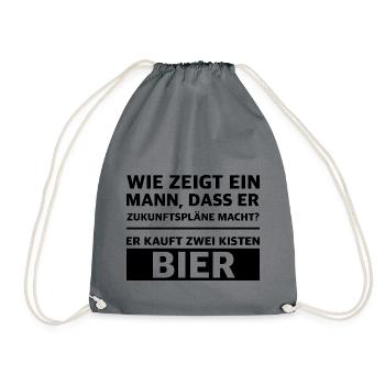 Zukunftspläne mit Bier | lustige Sprüche, Party - Turnbeutel - Grau - Vorne
