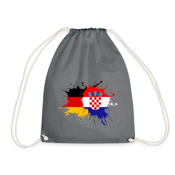 DEUTSCHLAND KROATIEN FLAGGEN FARBKLECKSE - Turnbeutel - Grau - Vorne