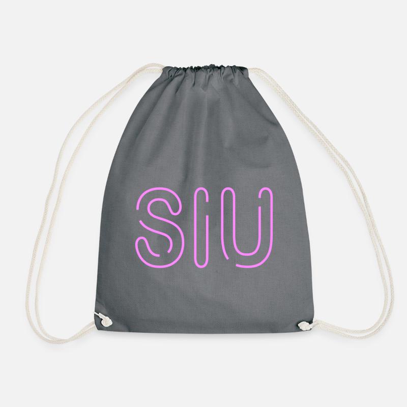 Jugendwort - Siu - dünne Neonschrift in rosa - Turnbeutel - Grau