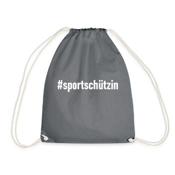 #Sportschützin - Turnbeutel - Grau - Vorne