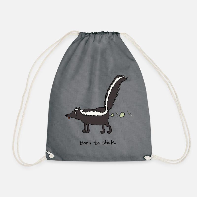 born to stink - Drawstring Bag - grey
