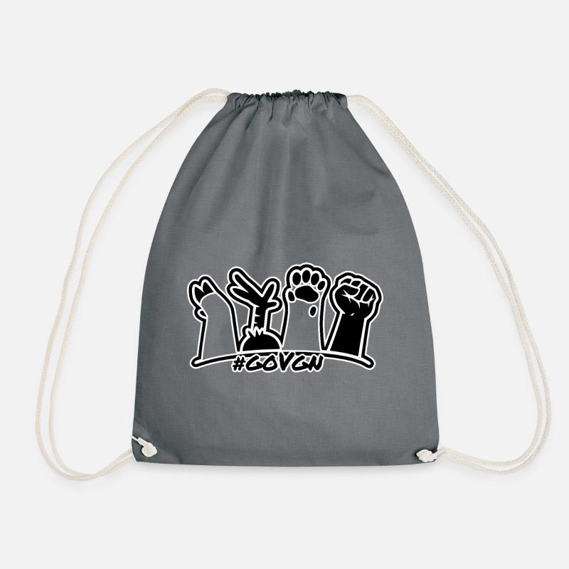 Vier Pfoten / Hufe / Beine / Faust - Logo - Vegan - Turnbeutel - Grau