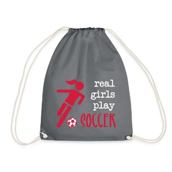 Real girls play soccer - Drawstring Bag - grey - Front