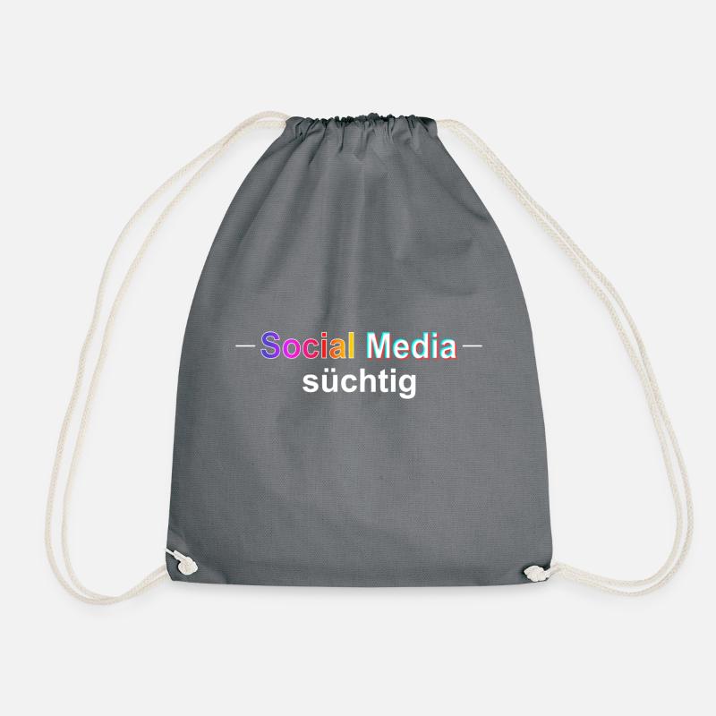 Social Media süchtig - Geschenk Design - Turnbeutel - Grau