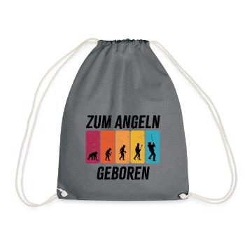 Zum Angeln geboren - Angler Evolution - Turnbeutel - Grau - Vorne