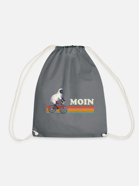 Moin Schaf fährt Fahrrad für Küstenliebhaber - Turnbeutel - Grau