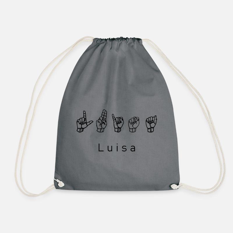 Luisa ( name ) with sign language DGS ASL - Drawstring Bag - grey