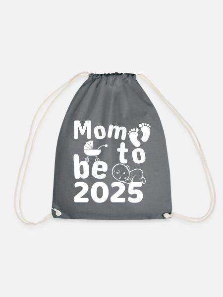 Werdende Mama 2025, Werdende Mom 2025 - Turnbeutel - Grau