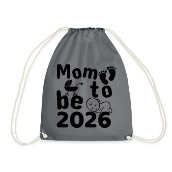 Mom To Be 2026 Schwangerschaftsfreude - Turnbeutel - Grau - Vorne