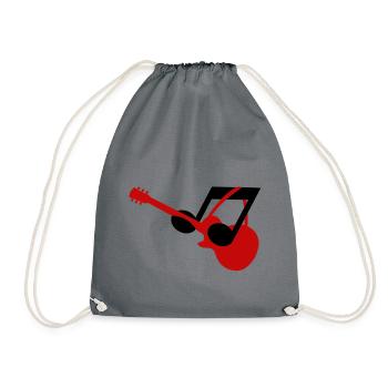 Note Plays Guitar | Music, Concert, Festival - Drawstring Bag - grey - Front