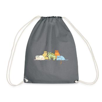 Cat Family_Katzenfamilie - Drawstring Bag - grey - Front