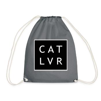 CAT LVR cat lover cat gift meow - Drawstring Bag - grey - Front