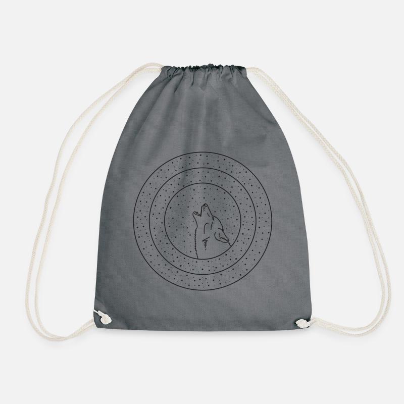 Howling Wolf - Drawstring Bag - grey