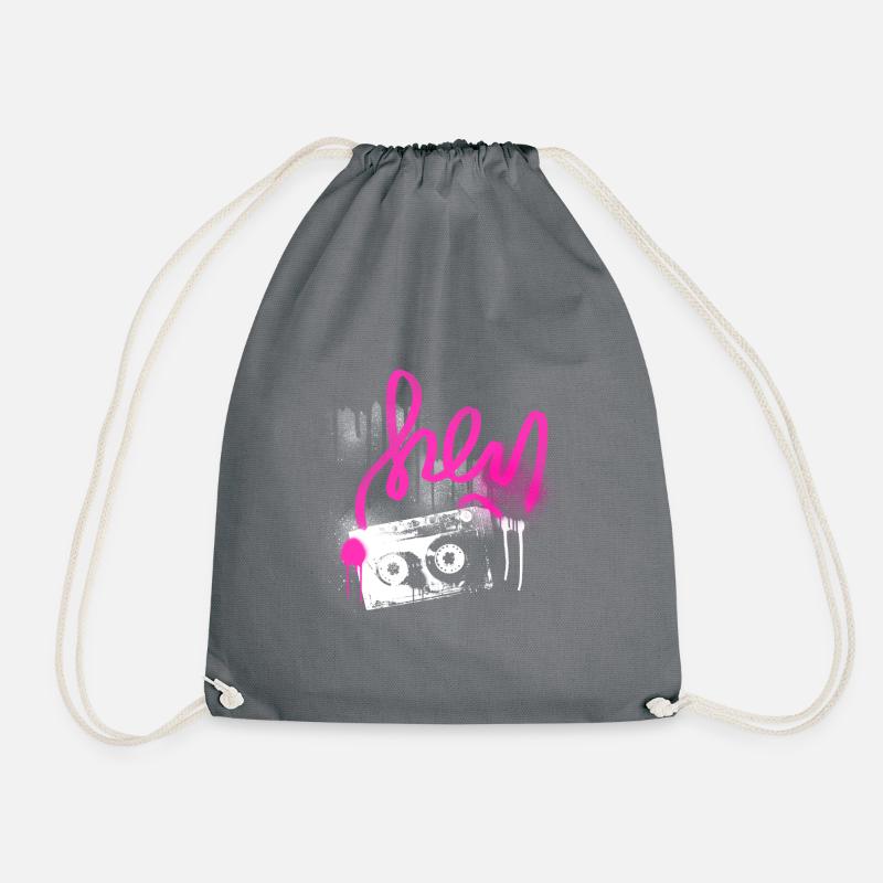 XL 04 b cassette music - Drawstring Bag - grey