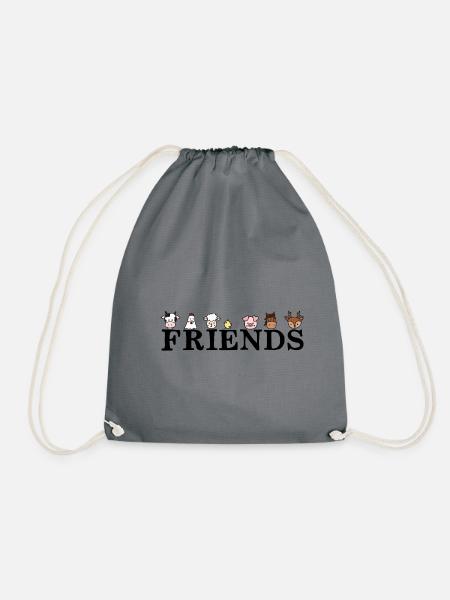 Friends Animals -Tier Freunde - Vegan - Turnbeutel - Grau