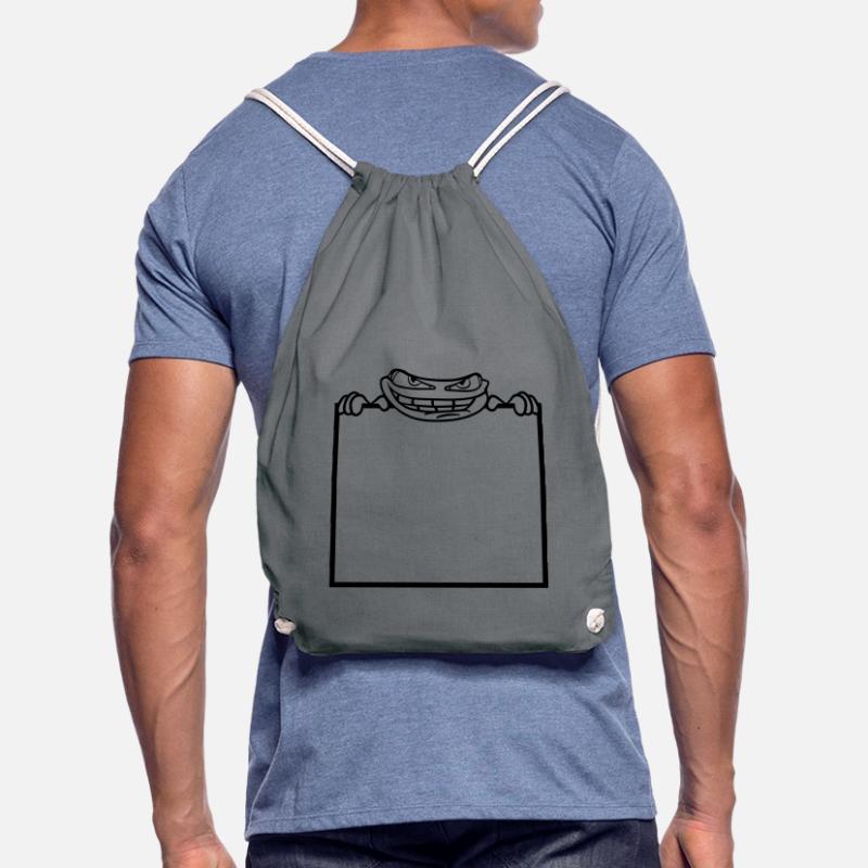 frog shield hide frame text write mau Drawstring Bag