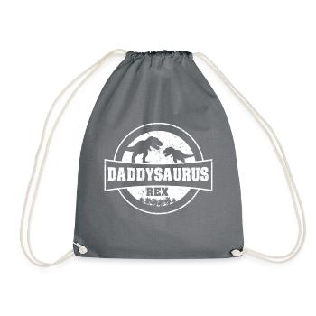 Daddysaurus Rex - Papa Geschenk Idee - Turnbeutel - Grau - Vorne