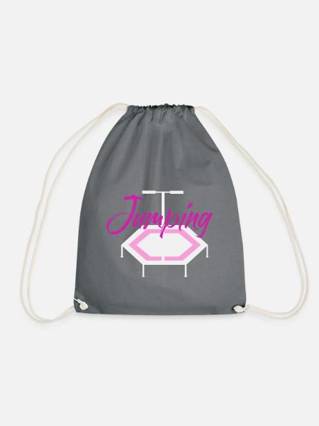 jumping trampolin girl jumpen jump tramp Geschenk - Turnbeutel - Grau