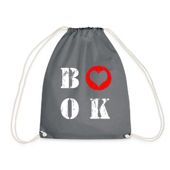 Book Buch Bücherwurm Leseratte Geschenk - Turnbeutel - Grau - Vorne