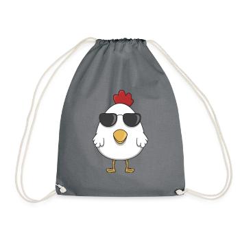 Huhn Hühner Sonnenbrille Geschenk cool comic Henne - Turnbeutel - Grau - Vorne