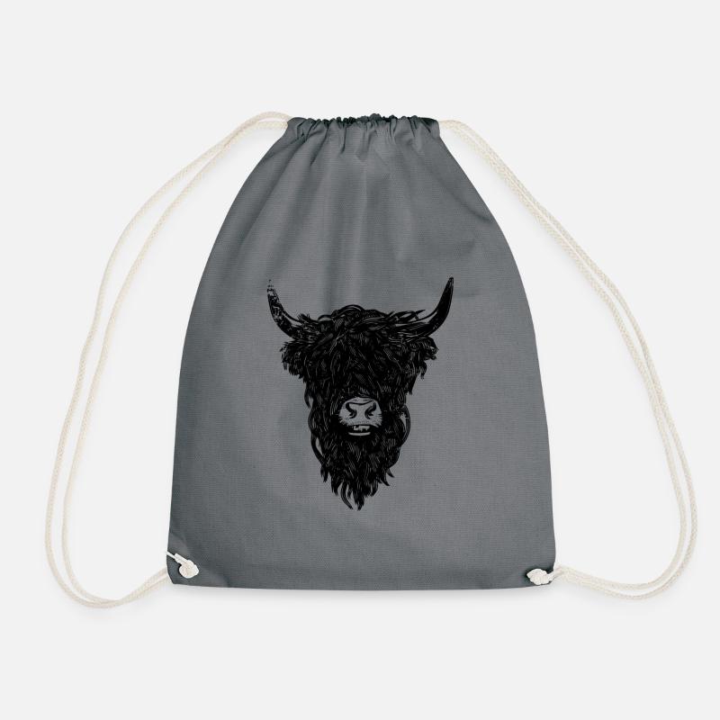 Highland cattle gift cows highland cattle cow motif - Drawstring Bag - grey