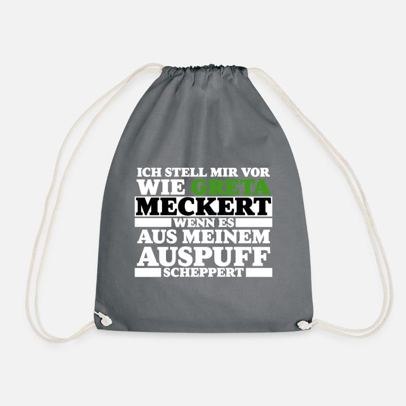 Greta meckert Auspuff scheppert Tuning Geschenk - Turnbeutel - Grau
