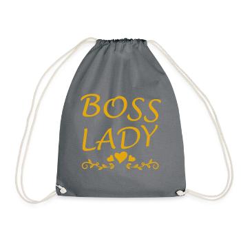 Boss Queen Gift Women Girls Lady - Drawstring Bag - grey - Front