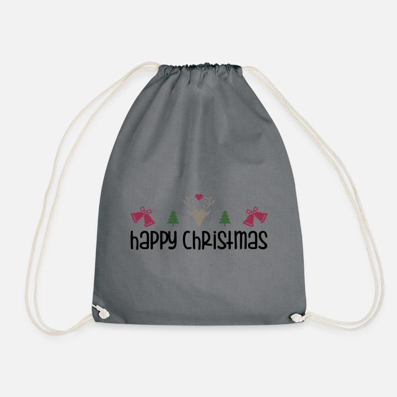 Happy Christmas - Turnbeutel - Grau
