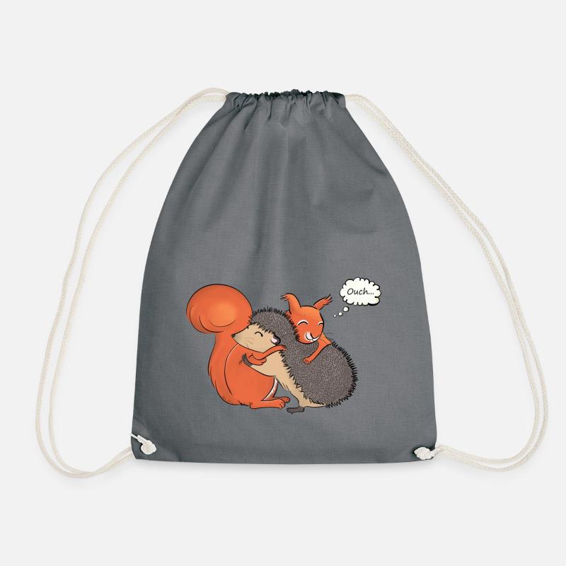 Squirrel and hedgehug - Drawstring Bag - grey