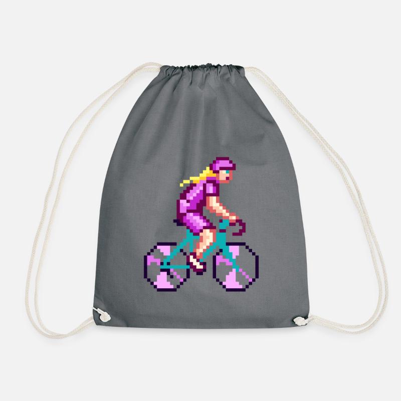 RADFAHRERIN PIXEL ART Farbe 1 - Turnbeutel - Grau