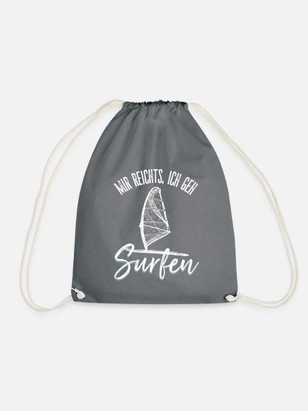Mir reichts ich geh Surfen, Strand, Windsurfing - Turnbeutel - Grau