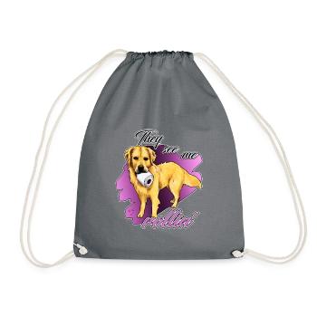 Golden Retriever Hund Meme Shirt lustig - Turnbeutel - Grau - Vorne
