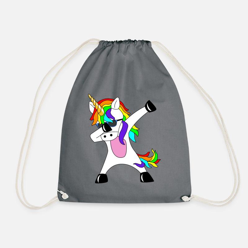 Dabbing Unicorn Geschenkidee Dab dabbendes Einhorn - Turnbeutel - Grau