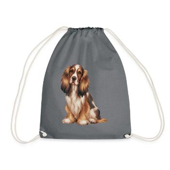 American Cocker Spaniel Dog - Drawstring Bag - grey - Front