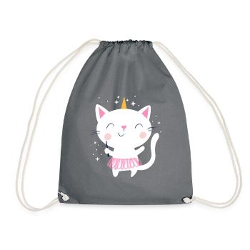 Cat Unicorn Fairy - Drawstring Bag - grey - Front