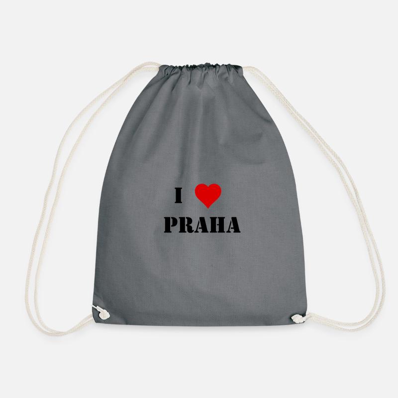 I love Prag Tschechisch schwarz Geschenkidee - Turnbeutel - Grau