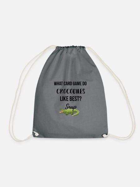 What card game do Crocodiles like best? - Turnbeutel - Grau