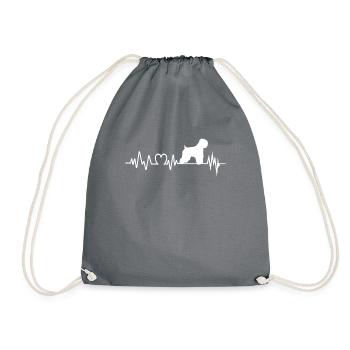 Heartbeat Irish Soft Coated Wheaten Terrier T-Shirt - Drawstring Bag - grey - Front