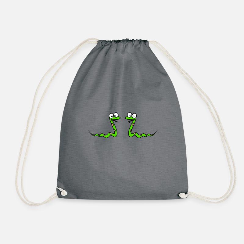 Snake friends animals kids gift idea buddy - Drawstring Bag - grey